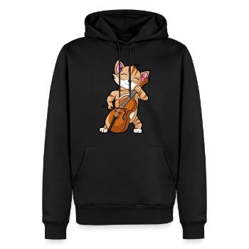 Violon Cat - musicien de violon drôle - Sweat à capuche Premium bio Homme - noir - Devant - Nico (187cm)