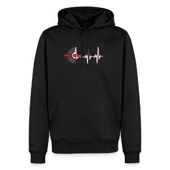 Records heartbeat - Men’s Premium Organic Hoodie - black - Front - Nico (187cm)