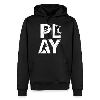 PLAY - Männer Premium Bio Hoodie - Schwarz - Vorne - Nico (187cm)