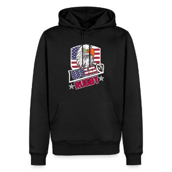 USA Rugby Football - Männer Premium Bio Hoodie - Schwarz - Vorne - Nico (187cm)