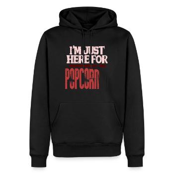 I'm just here for Popcorn - Männer Premium Bio Hoodie - Schwarz - Vorne - Nico (187cm)