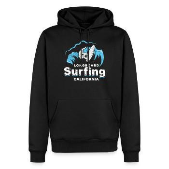 Longboard, surf, californie, planche surf, soleil, vague - Sweat à capuche Premium bio Homme - noir - Devant - Nico (187cm)