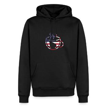 Coffee cup american flag caffeine stars stripes - Men’s Premium Organic Hoodie - black - Front - Nico (187cm)