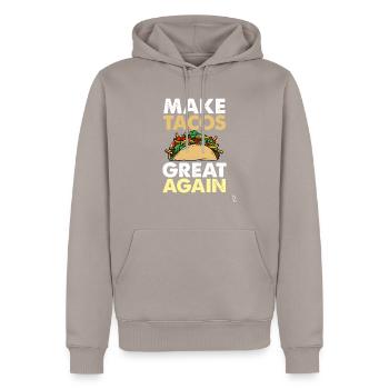Faire des tacos une fois de plus un cadeau alimentaire en Amérique latine - Sweat à capuche Premium bio Homme - taupe - Devant - Nico (187cm)