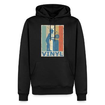 Retro Vintage Style DJ Deejee Vinyl Schallplatte - Männer Premium Bio Hoodie - Schwarz - Vorne - Nico (187cm)