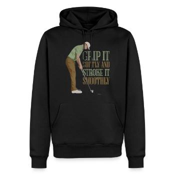 Golf Putter - funny ironic golf shirt - Men’s Premium Organic Hoodie - black - Front - Nico (187cm)