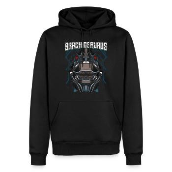 Cyborg Brachiosaurus Dinosaurier Scifi - Männer Premium Bio Hoodie - Schwarz - Vorne - Nico (187cm)