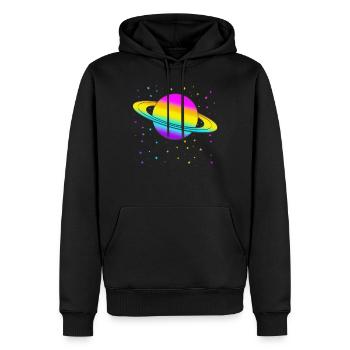 Saturne - Sweat à capuche Premium bio Homme - noir - Devant - Nico (187cm)