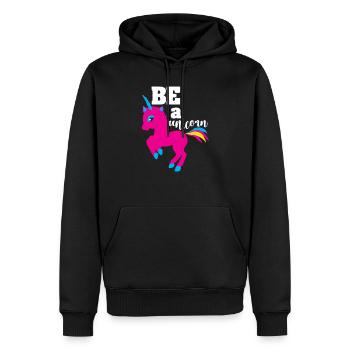 Be a Unicorn einhorn einhörner pegasus geschenk - Männer Premium Bio Hoodie - Schwarz - Vorne - Nico (187cm)