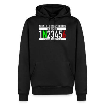 When Life Brings You Down 1N23456 - Men’s Premium Organic Hoodie - black - Front - Nico (187cm)