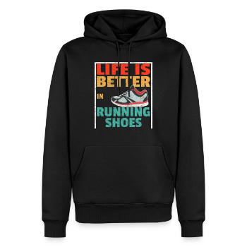 Sport Rennen Marathon sportlich Geschenk Fit - Männer Premium Bio Hoodie - Schwarz - Vorne - Nico (187cm)