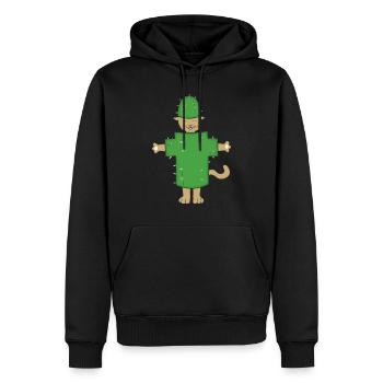 Katze Kaktus Halloween - Männer Premium Bio Hoodie - Schwarz - Vorne - Nico (187cm)