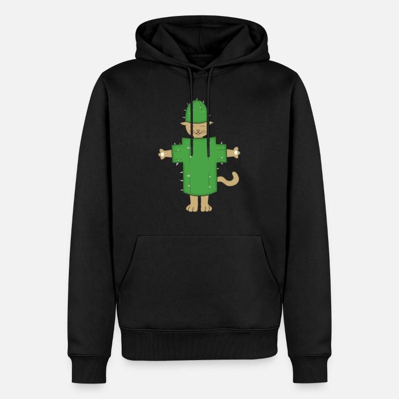 Chat cactus halloween - Sweat à capuche Premium bio Homme - noir
