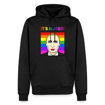 Poutine blague politicien satire gay Pride cadeau - Sweat à capuche Premium bio Homme - noir - Devant - Nico (187cm)