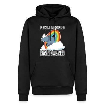 Les vraies licornes ont des courbes - Sweat à capuche Premium bio Homme - noir - Devant - Nico (187cm)
