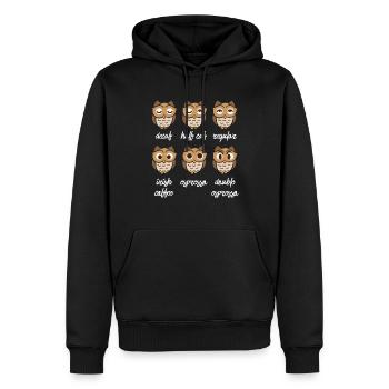 Verschiedene Stimmungen der Kaffee Eule - Männer Premium Bio Hoodie - Schwarz - Vorne - Nico (187cm)