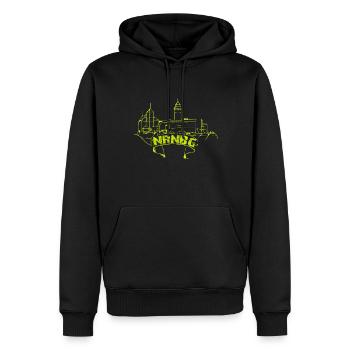 Nuremberg - Men’s Premium Organic Hoodie - black - Front - Nico (187cm)