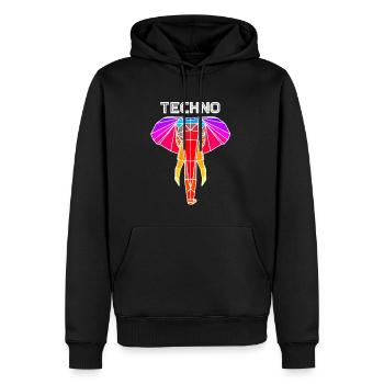 techno elephant - Men’s Premium Organic Hoodie - black - Front - Nico (187cm)