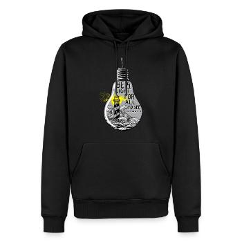 Citation inspirante de la Bible Soyez une lumière pour tous - Sweat à capuche Premium bio Homme - noir - Devant - Nico (187cm)
