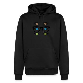 Yeux - Sweat à capuche Premium bio Homme - noir - Devant - Nico (187cm)