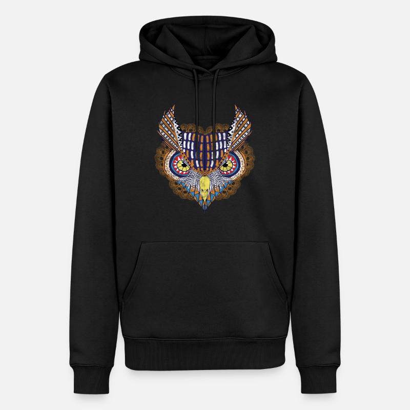 Kunst - Eule - Männer Premium Bio Hoodie - Schwarz