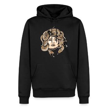 Griechische Mythologie Shirt - Medusa Kopf Monster Schlange - Männer Premium Bio Hoodie - Schwarz - Vorne - Nico (187cm)