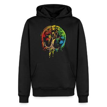 Buntes Baum-Leben ist wirklich gutes Baum-Kunst-Hemd - Männer Premium Bio Hoodie - Schwarz - Vorne - Nico (187cm)