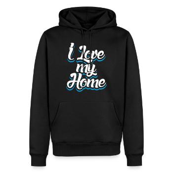 J'aime ma maison Grande maison de motivation J'aime - Sweat à capuche Premium bio Homme - noir - Devant - Nico (187cm)