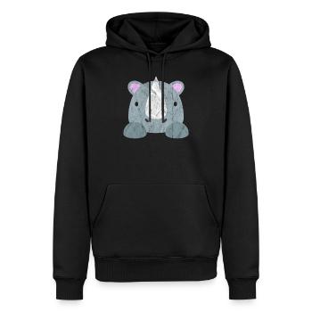 Animaux mignons rhinocéros - Sweat à capuche Premium bio Homme - noir - Devant - Nico (187cm)