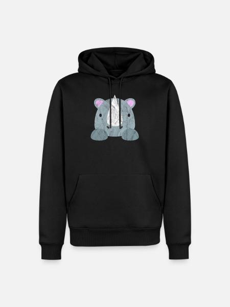 Niedliche Tiere Rhino - Männer Premium Bio Hoodie - Schwarz
