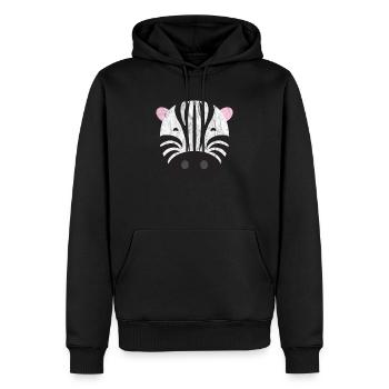 Zèbre animal mignon - Sweat à capuche Premium bio Homme - noir - Devant - Nico (187cm)