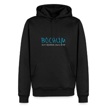 Bochum Ich komm aus dir! - Männer Premium Bio Hoodie - Schwarz - Vorne - Nico (187cm)