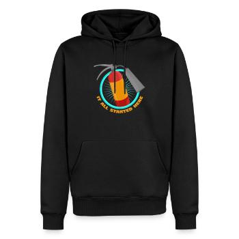 extincteur - Sweat à capuche Premium bio Homme - noir - Devant - Nico (187cm)