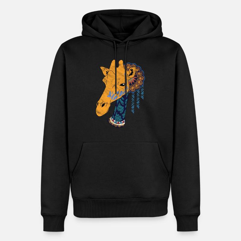Globale Nomadengiraffe - Männer Premium Bio Hoodie - Schwarz