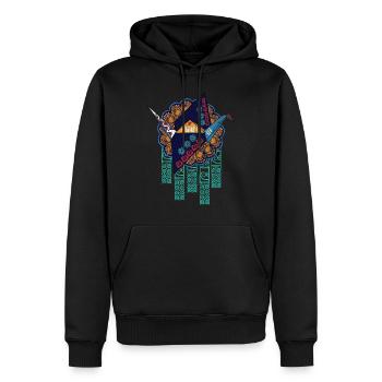 Globaler Nomad Origami - Männer Premium Bio Hoodie - Schwarz - Vorne - Nico (187cm)