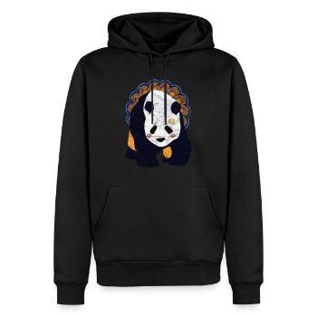 Global nomad panda - Men’s Premium Organic Hoodie - black - Front - Nico (187cm)