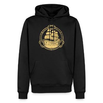 Schiff Segelschiff Boot Pirat Piraterie Retro - Männer Premium Bio Hoodie - Schwarz - Vorne - Nico (187cm)