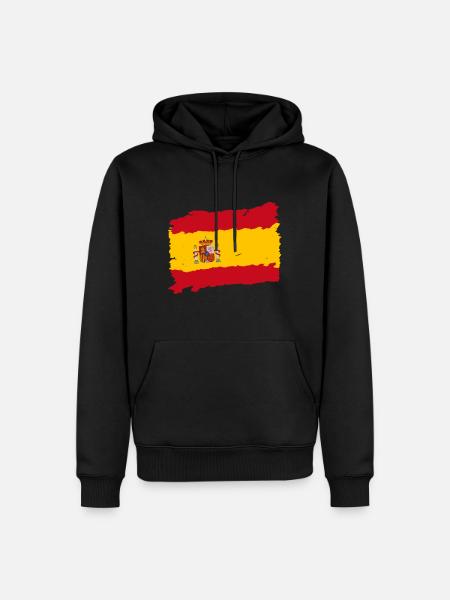 Flaga Hiszpanii - Ekologiczna męska bluza z kapturem Premium - czarny