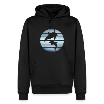 Delfine Dolphins - Männer Premium Bio Hoodie - Schwarz - Vorne - Nico (187cm)