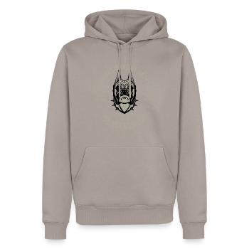 Boxer Hund - Männer Premium Bio Hoodie - Taupe - Vorne - Nico (187cm)