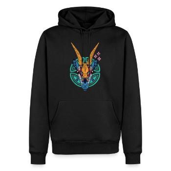 Globaler Nomad Oryx - Männer Premium Bio Hoodie - Schwarz - Vorne - Nico (187cm)