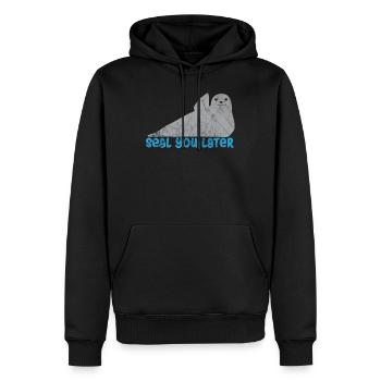 Les jeux de mots animaliers vous scelleront plus tard - Sweat à capuche Premium bio Homme - noir - Devant - Nico (187cm)