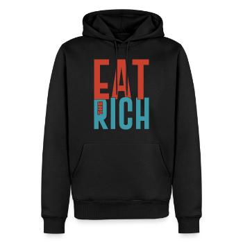 Mangez le riche dicton anti-capitaliste - Sweat à capuche Premium bio Homme - noir - Devant - Nico (187cm)