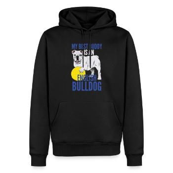 Dogs-My Best Buddy ist eine englische Bulldogge - Männer Premium Bio Hoodie - Schwarz - Vorne - Nico (187cm)