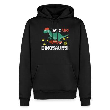 Save The Skateboarding Dinos - Sweat à capuche Premium bio Homme - noir - Devant - Nico (187cm)