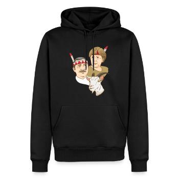 Erdogan Merkel Chèvre Satire Homme politique indien - Sweat à capuche Premium bio Homme - noir - Devant - Nico (187cm)