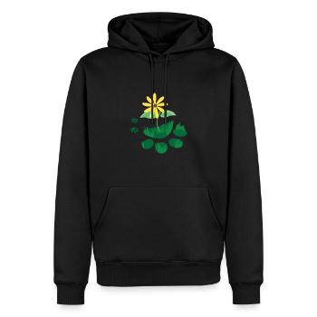 Chats empreintes de pattes avec fleur - Sweat à capuche Premium bio Homme - noir - Devant - Nico (187cm)