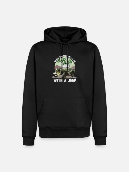 Vieil homme avec une jeep - Sweat à capuche Premium bio Homme - noir