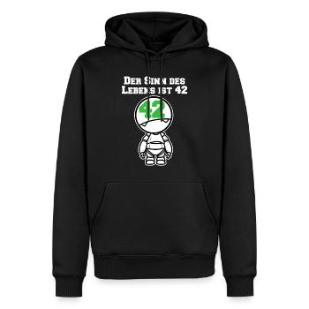 Lebenssinn 42 Anhalter Galaxis Film Nerd Geschenk - Männer Premium Bio Hoodie - Schwarz - Vorne - Nico (187cm)