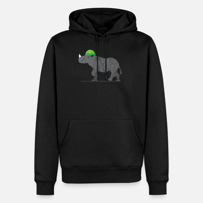 Animaux Rhinocéros - Sweat à capuche Premium bio Homme - noir
